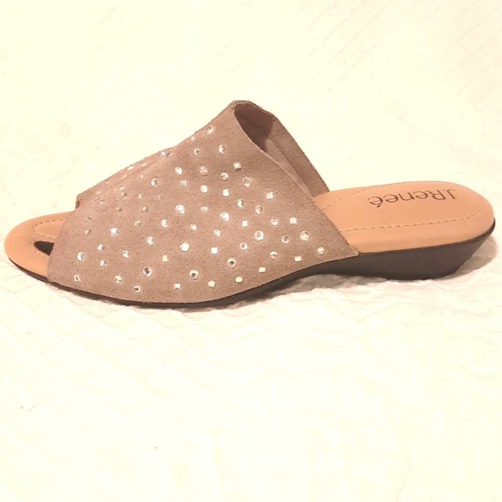 J.RENEE - Rhinestone Stellen Slide Sandals, tan Women's Size 7M